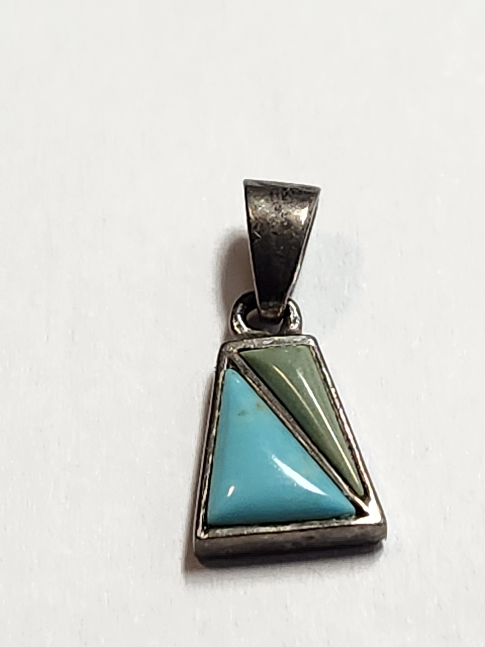 Jay King Sterling Silver Turquoise & Green Inlay Triangle Pendant